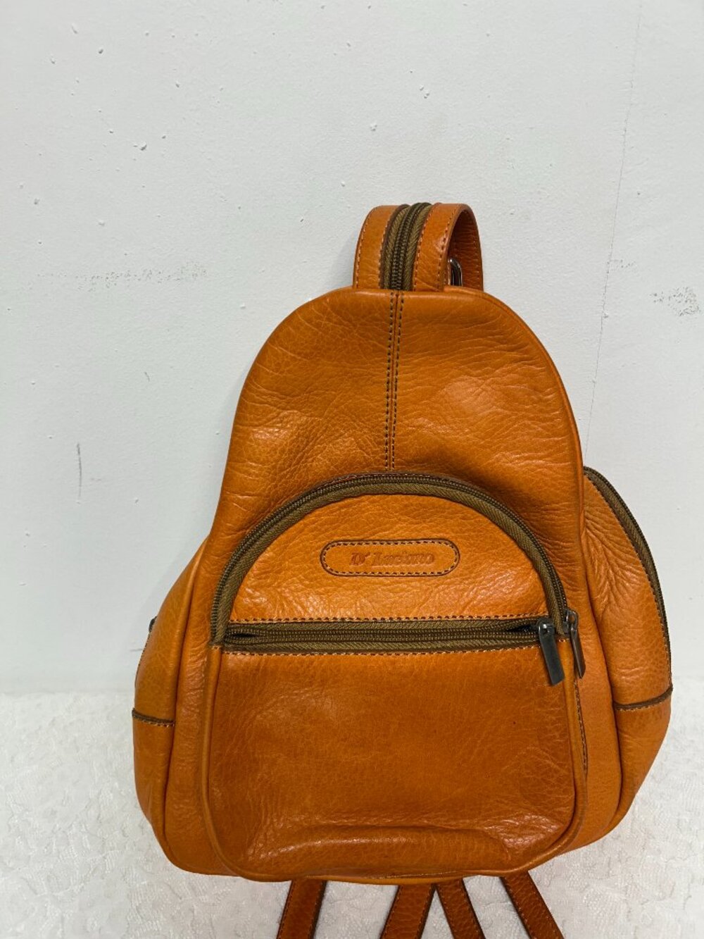 D’Luciano Genuine Leather Women’s Backpack Medium Cognac Brown